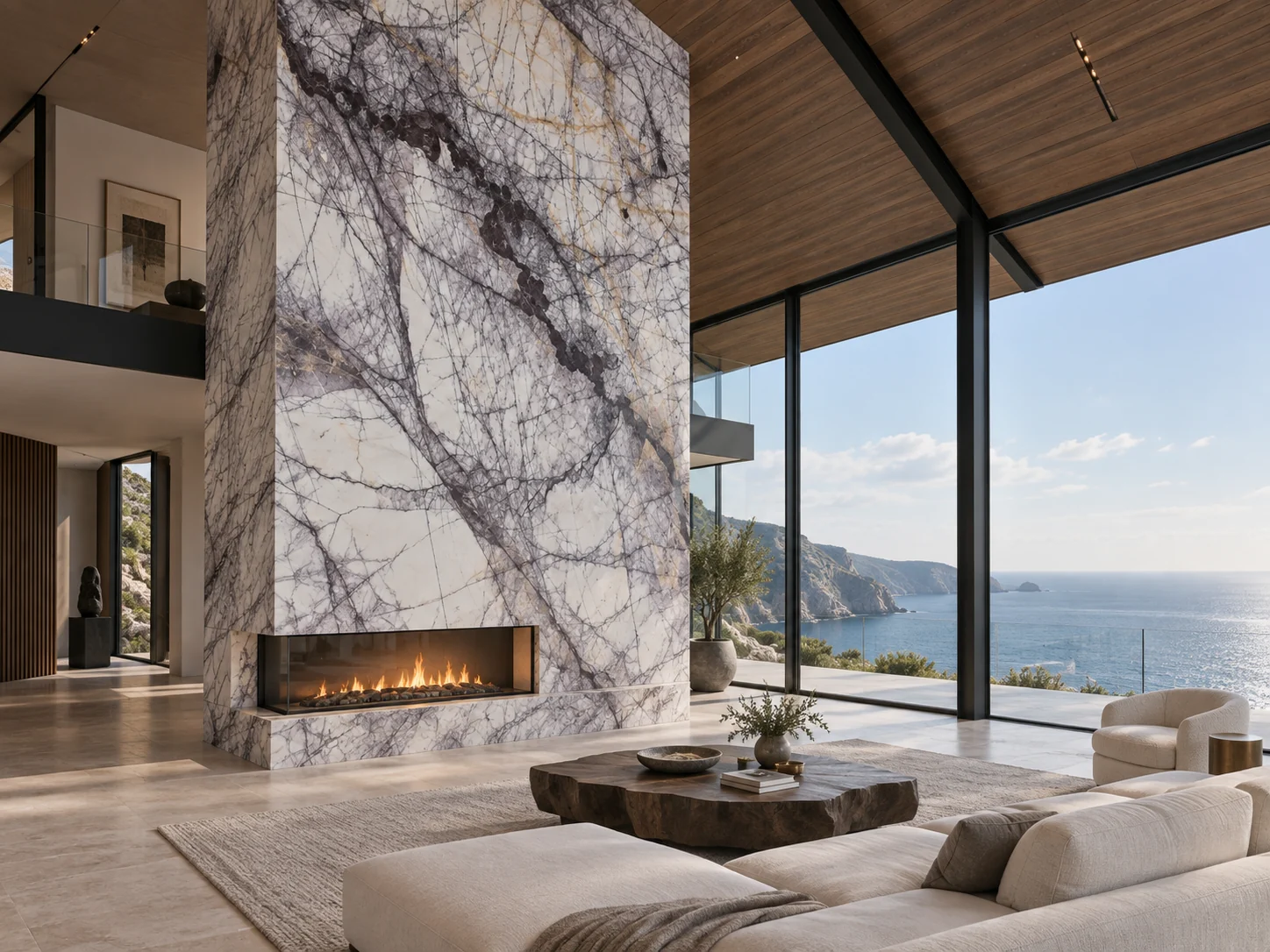 Lilac marble statement wall application