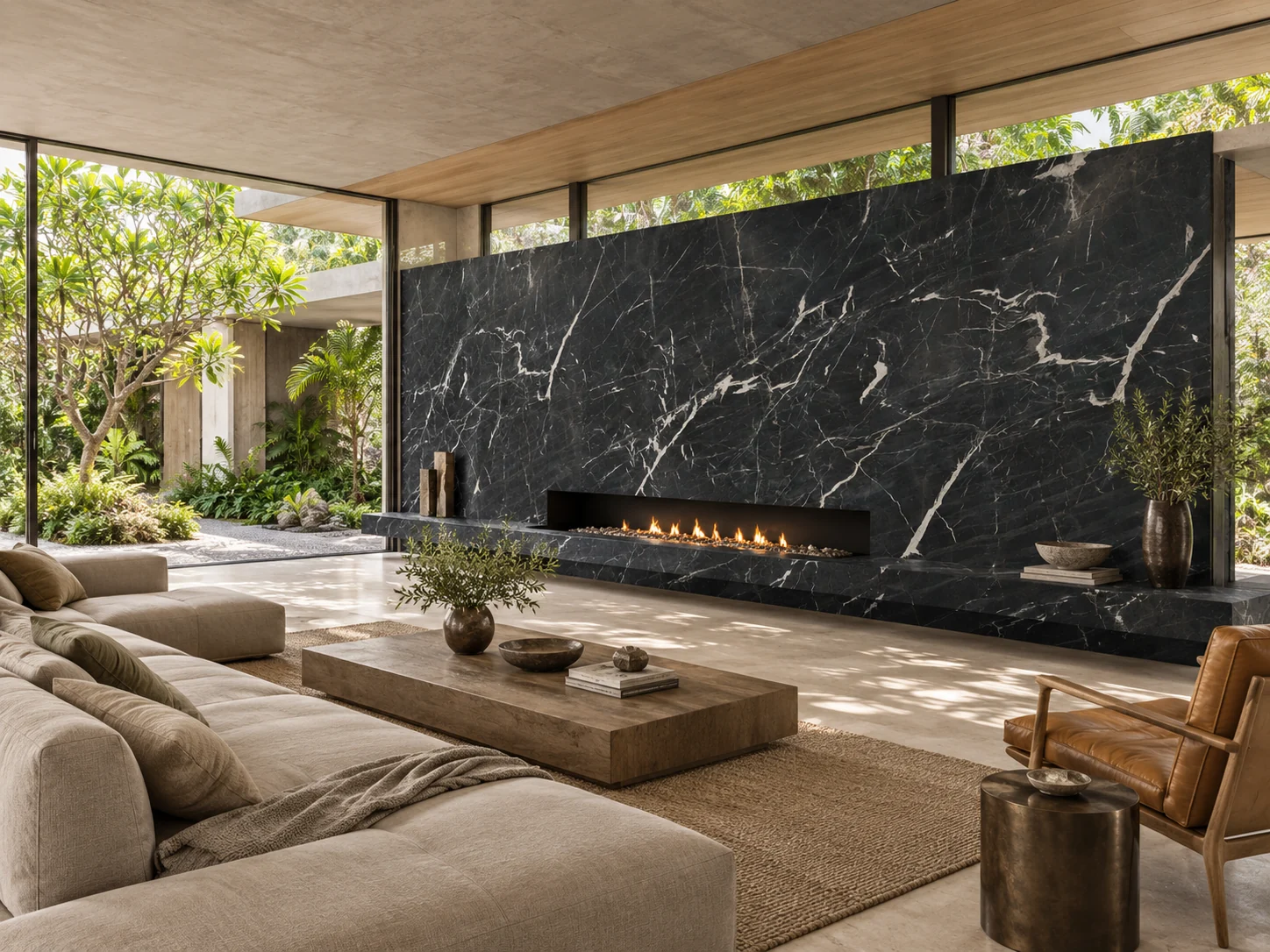 Nero Marquina statement wall application